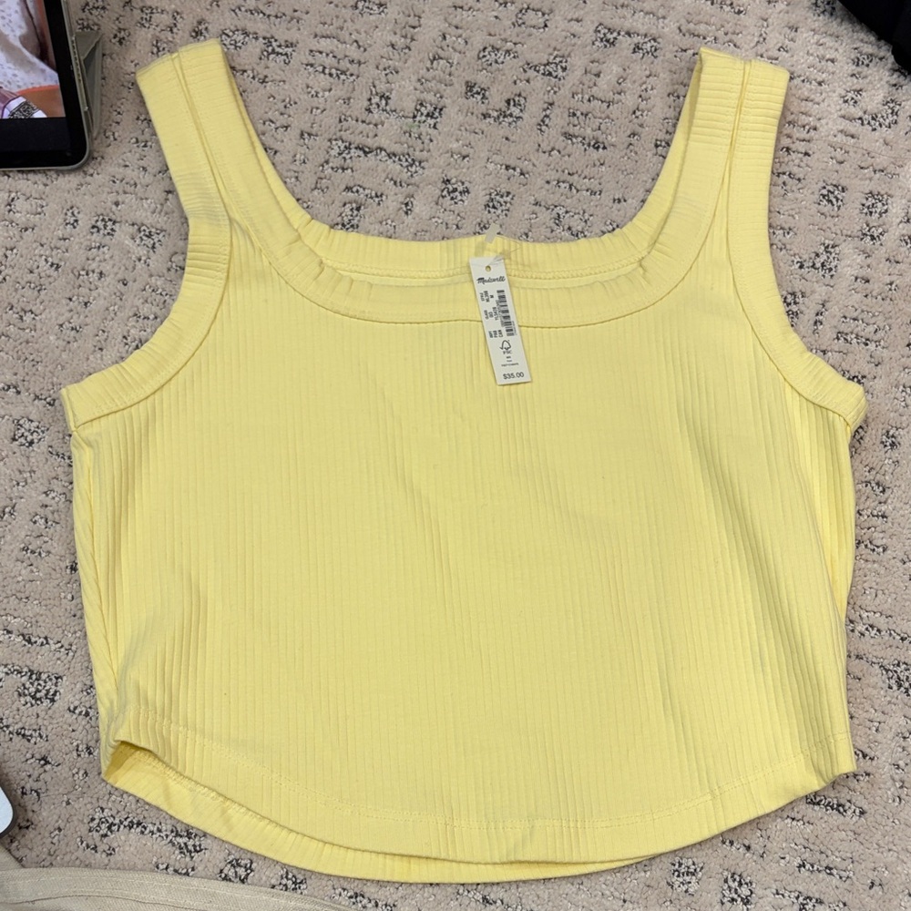 Madewell Ribbed Crop Top Light Yellow